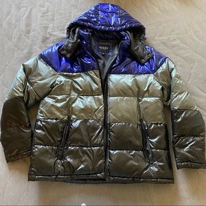 Guess metallic puffer winter jacket.